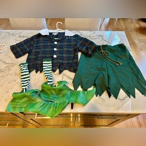 Green and Plaid Kids Elf Costume Set